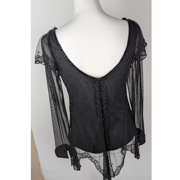 Viintage Scala Beaded Top/blouse S Gatsby,90's,Art deco,Witchy,Flapper,Rare - Picture 6 of 7